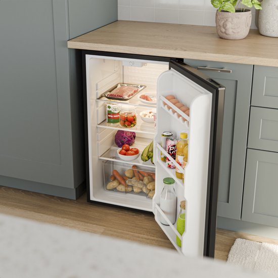 KitchenBrothers Kühlschrank - 92L - Tischmodell - Eisfach - Frigo - Freistehend - Schwarz