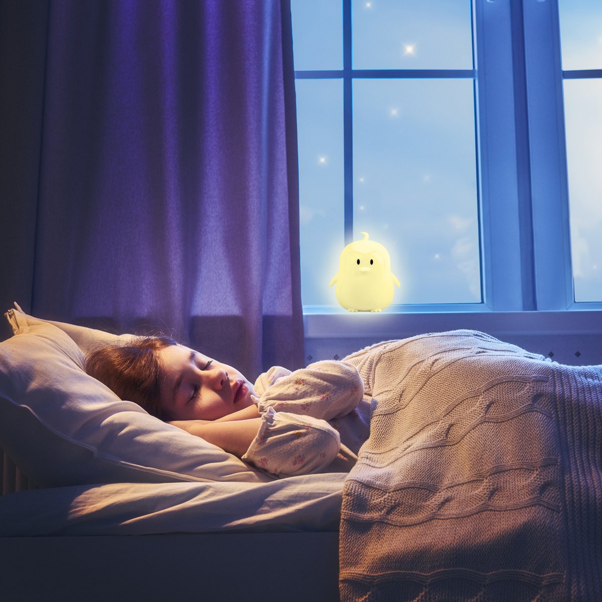 Sleepy Friends Pinguin-Nachtlicht für Kinder - 8 Farben LED - dimmbar & Touch - USB aufladbar - 95.2 x 97.4 x 100 mm - weiches Silikon