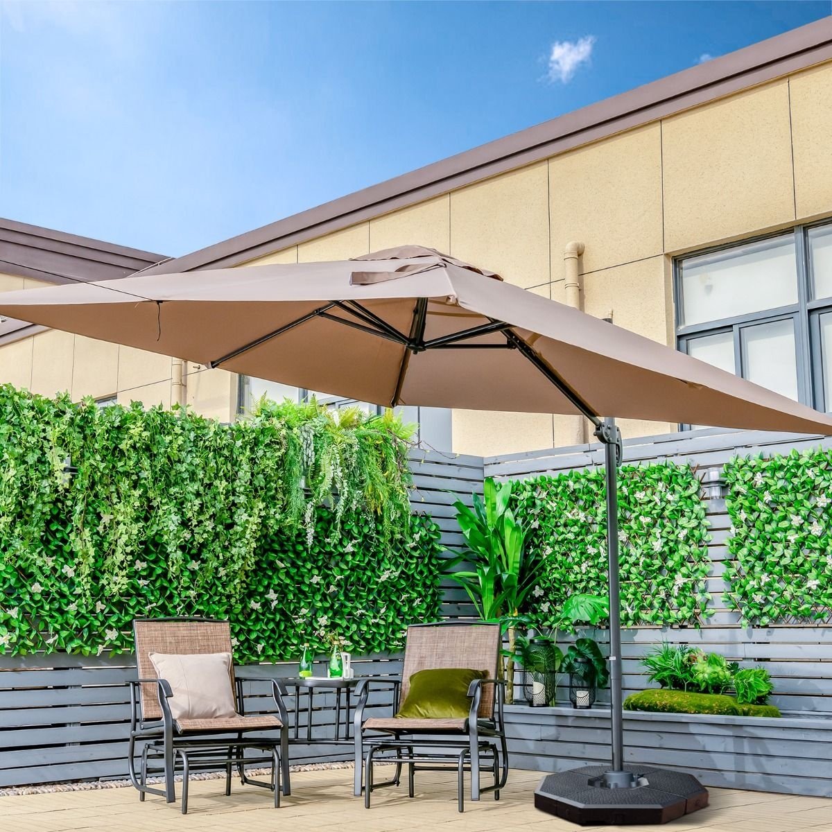 Coast Schwimmender Sonnenschirm - Kippbar - 300 x 300 x 273 cm - Kaffeebraun