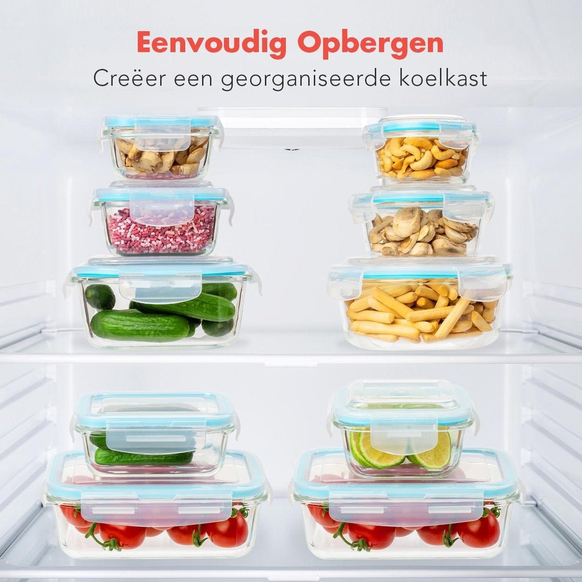KitchenBrothers Mahlzeit Vorbereitung Tabletts - Frische Tray Set - luftdicht - BPA frei - Glas - 9 Stück