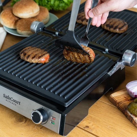 Safecourt Kitchen - 3-in-1 Kontaktgrill - Toaster - Abnehmbare Platten - 180 °C Gril - Schwarzl