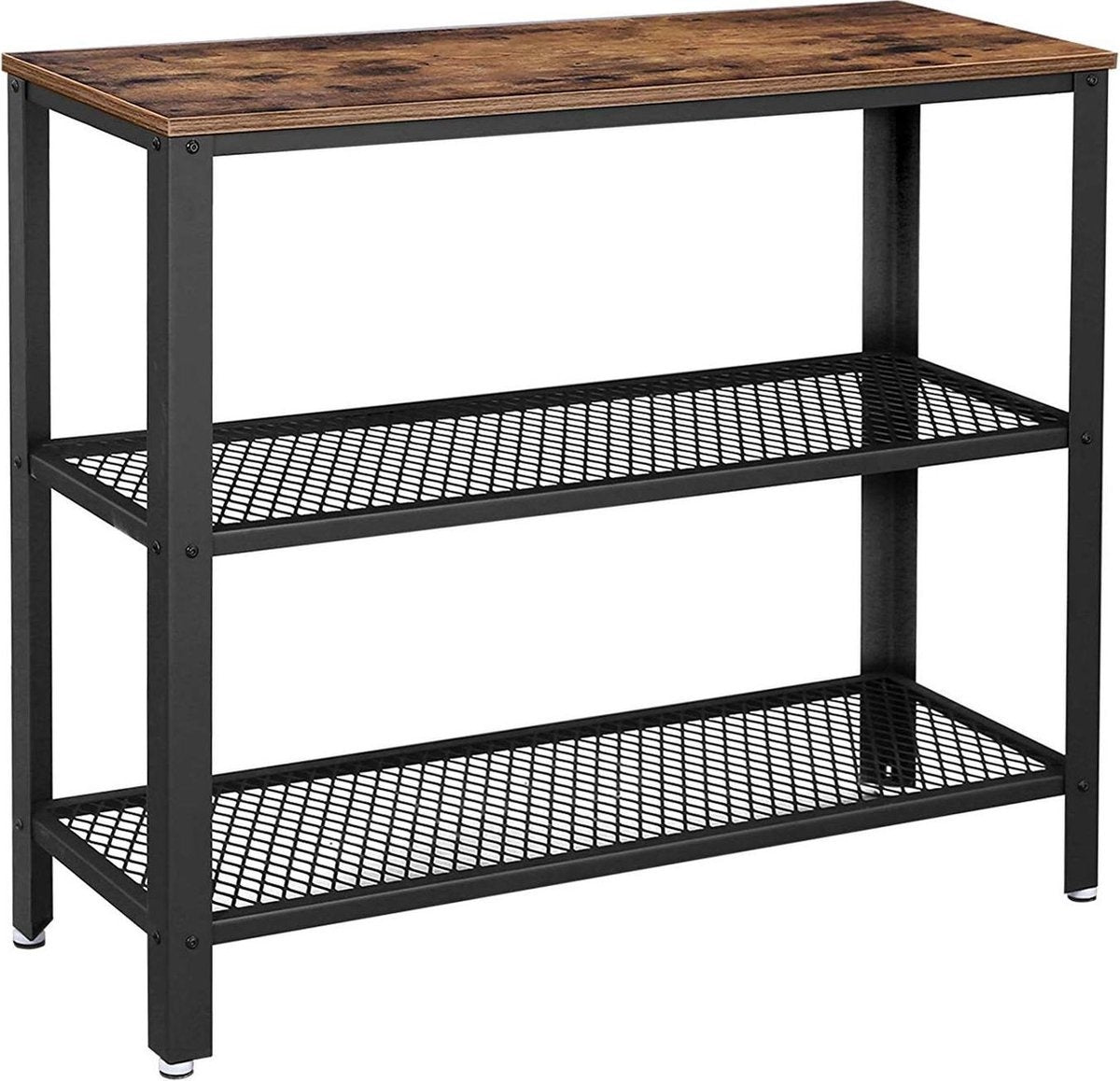 O'DADDY® Wandtisch - Beistelltisch Industrial - XXL mit 2 Gitterböden - Sideboard 101,5x35x80 cm - Flurtisch - Farbe braun