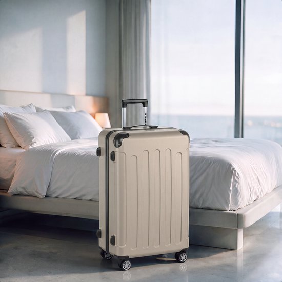 TRVLMORE Reisekoffer 110 l – Großer Hartschalenkoffer – 76 cm – Champagner