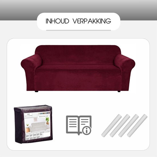 Hilvard - Sofabezug Stretch 3-Sitzer Sofas - Sitzbezug - Sofabezug - Sitzschoner Haustiere - Sofabezug - Waschbar - Rot Bordeaux