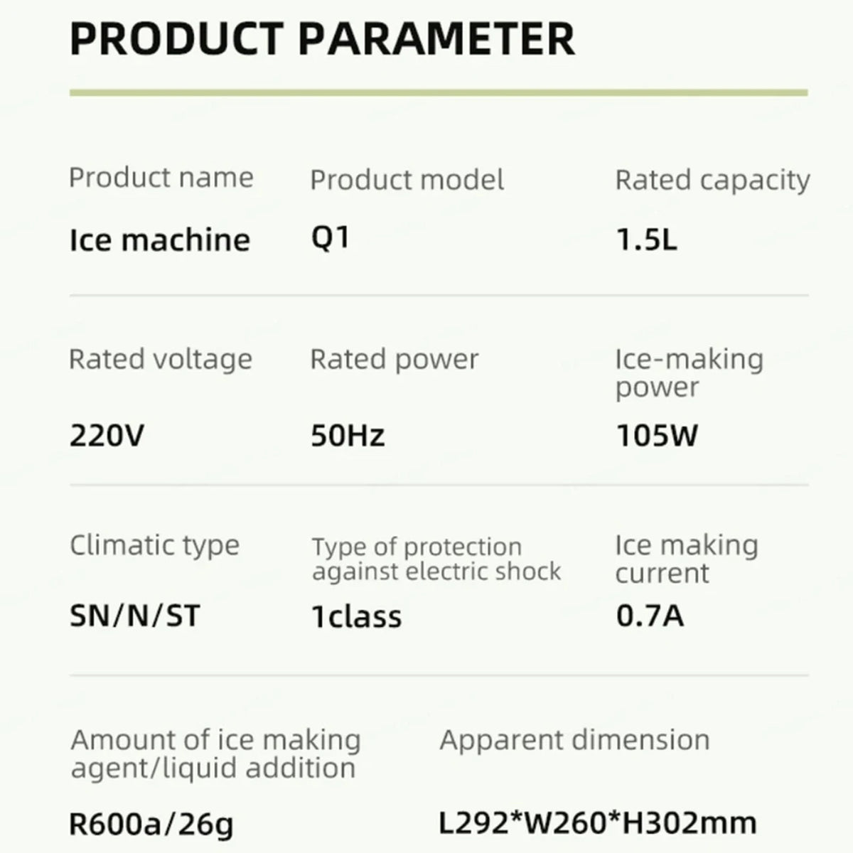 KASJ Q1 Eiswürfelmaschine 15 kg pro Tag – 1,5 Liter