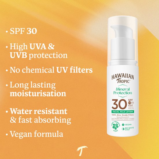 Hawaiian Tropic | Mineralschutz Gesichtsmilch Lotion SPF 30 UVA + UVB Schutz 50 ml