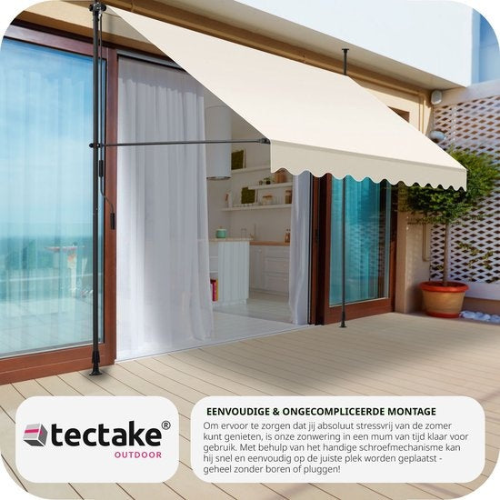 Tectake Klemmmarkise Sonnenschirm - Markise - Verstellbar - Balkon - 300 x 180 cm - Beige -