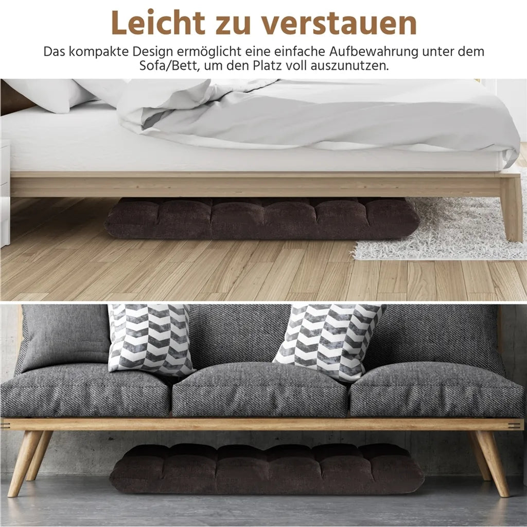 Yaheetech Verstellbarer Bodensessel – Braun – Zusammenklappbarer Liegesessel mit 14 Einstellpositionen