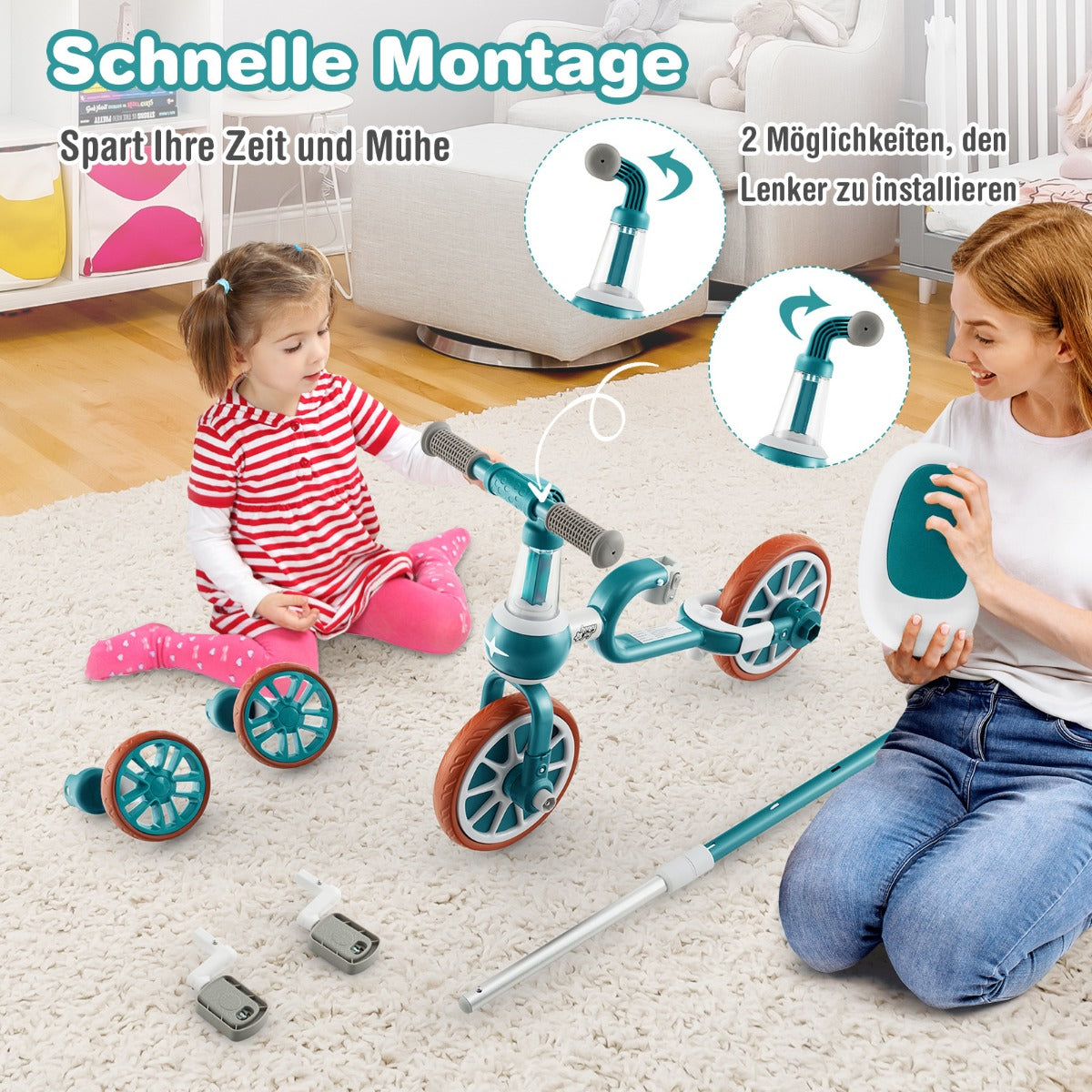 Coast Kinderfahrrad - 4-in-1 - Verstellbar - 37 x 72 x 101cm - grün