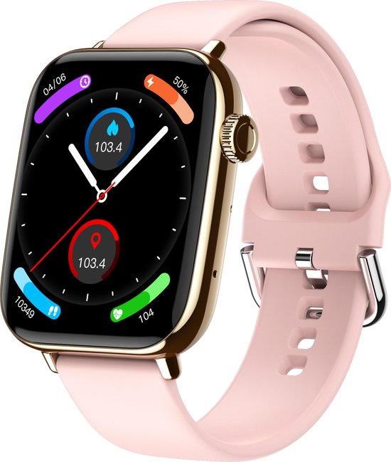 Nuvance - Smartwatch für Männer und Frauen mit Bluetooth - IP68 Wasserdicht - Geeignet für alle Smartphones - Schrittzähler und Herzfrequenzmesser - Gold