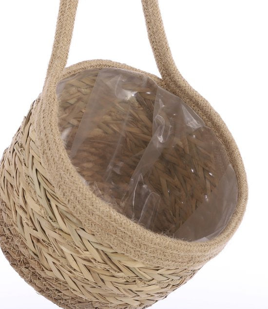 Mica Decorations Anne Hanging Flowerpot - 2er-Set - H20 x Ø25 cm - Seegras - Hellbraun