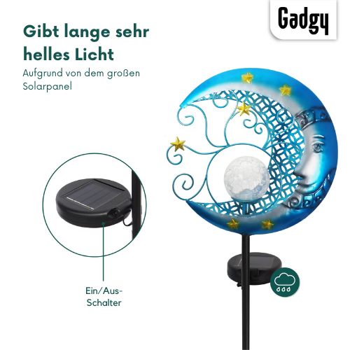 Gadgy - Solar Garten Licht Mond mit Garten Fackel - Outdoor - Garten, Terrasse & Balkon - Blau