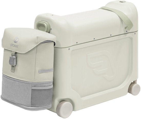 Stokke JetKids Reise-Set, Sea Green – Mit BedBox Ride-On-Koffer und Rucksack – Für Kinder von 2 bis 7 Jahren (bis 35 kg)