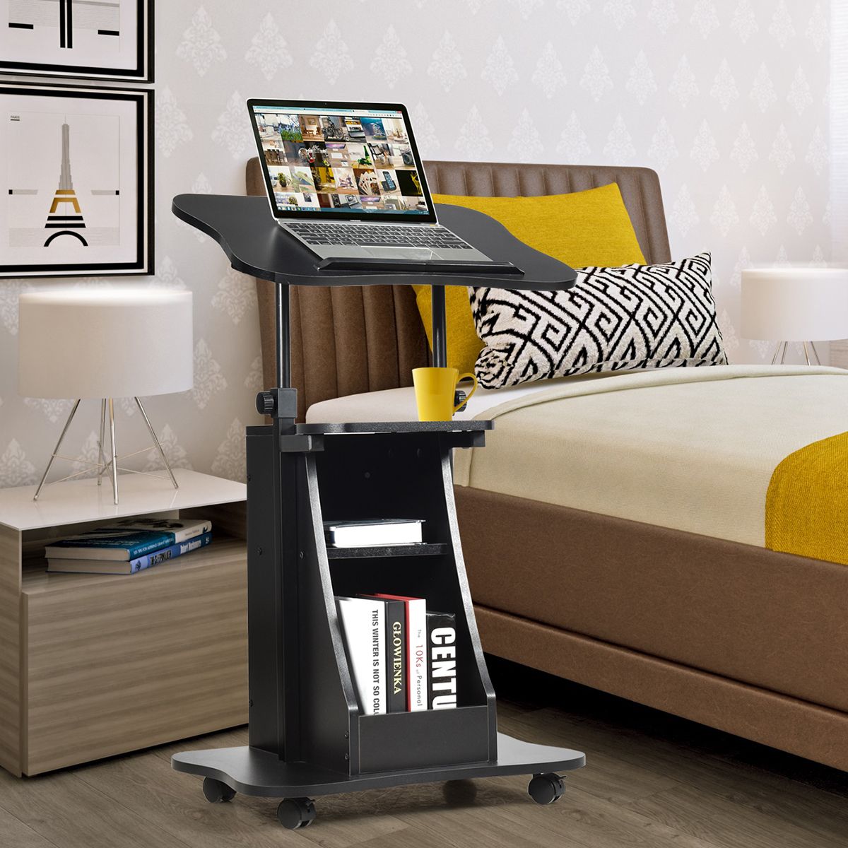 Coast Laptop-Trolley – höhenverstellbar – neigbare Arbeitsfläche – mit Stauraum – schwarz