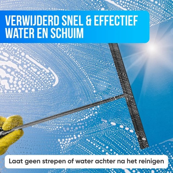 Avalo Bodenwischer mit Griff - Luxus Bodenwischer - Aluminium Wasserabzieher - Duschwischer - Badezimmer - Schwarz - 136x40 CM