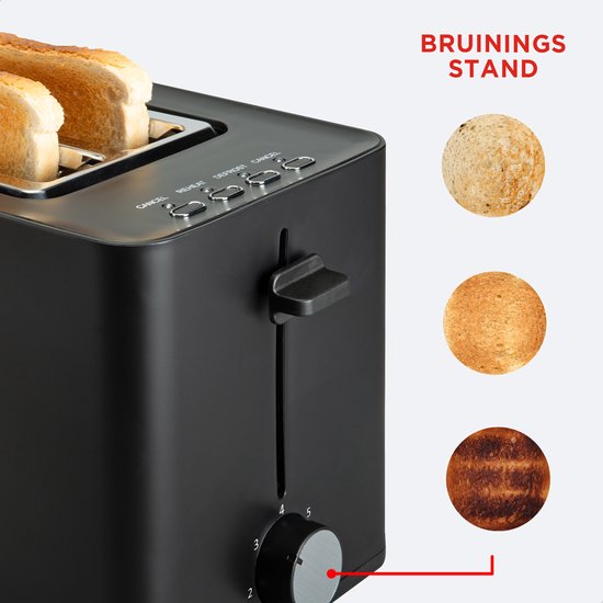 Bourgini Toasti Toaster - Toaster mit Toasti-Clips - Schwarz- Extra breiter Schlitz, geeignet für 2 getoastete Sandwiches - Einstellbare Bräunungsstufe und Auftaufunktion
