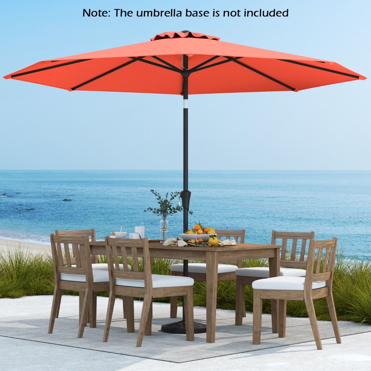 Coast 303x253 cm Terrassen-Sonnenschirm Orange - Kippbarer Sonnenschirm mit Kurbel und 8 Ballen für Garten, Terrasse und Schwimmbad