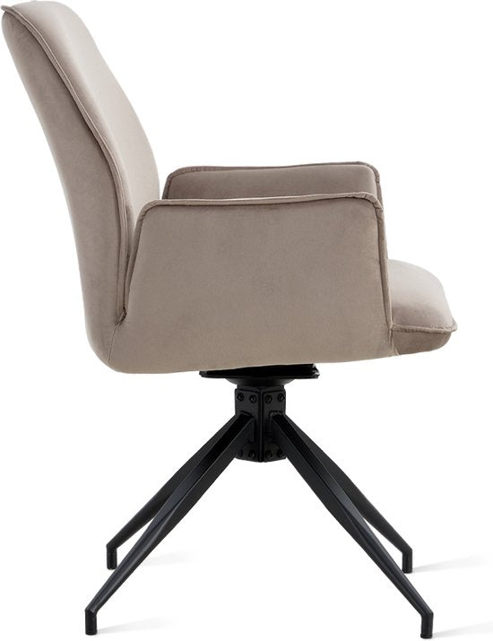 Multifurn Esszimmerstuhl - 2er-Set - 180° drehbar - 57 x 63 x 90 cm - Taupe