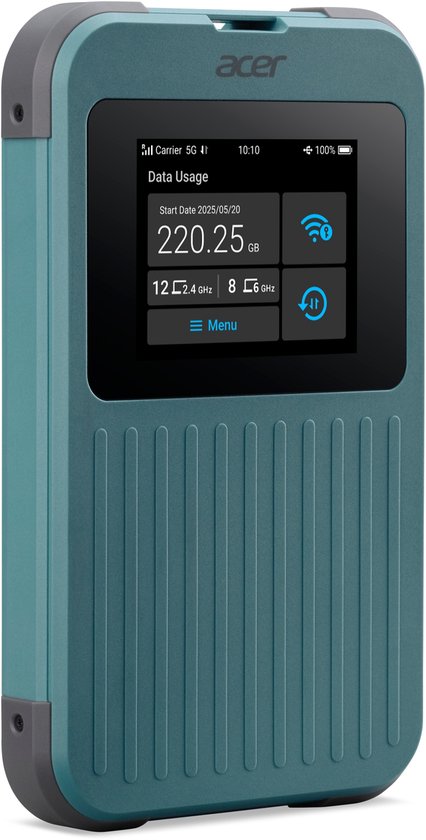 Acer Connect M4 – Tragbarer MiFi-Router – Mobiler Hotspot – 5G – WLAN 6 – Dualband – SIM – eSIM – Virtuelle SIM – inklusive 1 GB – bis zu 16 Geräte – ideal für unterwegs oder auf dem Campingplatz