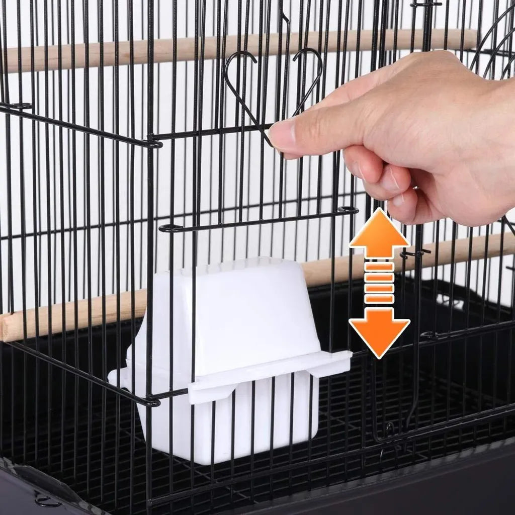 Yaheetech Vogelkäfig XL – mit Ständer/Rollen – 46 x 35,5 x 158,5 cm – Schwarz