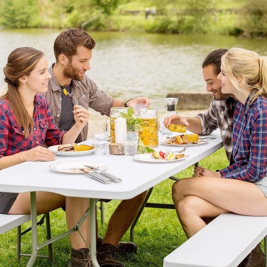 tectake - Campingtisch - Klapptisch - Kunststoff - Abmessung 183 x 76 x 74cm - weiß