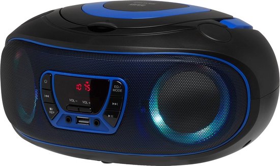 Denver Tragbares Radio CD-Player Kinder - Bluetooth - Lichteffekte - Boombox - AUX - FM - TCL212BT - Blau