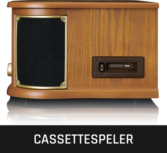 Klassischer Phono-Retro-Schallplattenspieler - Bluetooth - Auto-Stopp - DAB-Radio-CD- und Kassettenspieler - TCD-2571WD - Holz