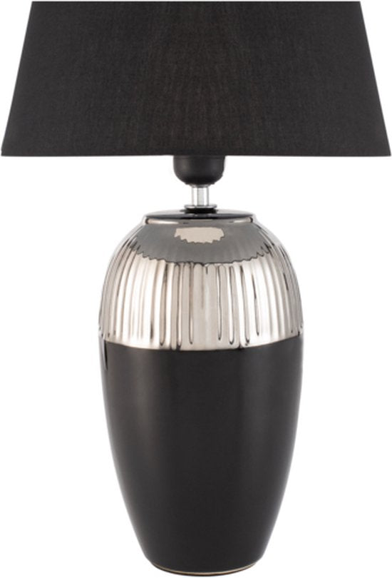 Pauleen Tischlampe Midnight Beauty - Keramik & Textil | Schwarz/Silber | E27 | Max 1x20W exklusiv