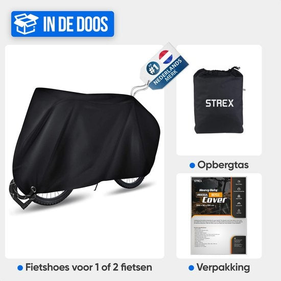Strex Fahrradabdeckung Universal für alle Fahrräder - Wasserdichtes Ultra Strong Oxford - Fahrradabdeckung für 1/2 Fahrräder - inkl. Aufbewahrungstasche