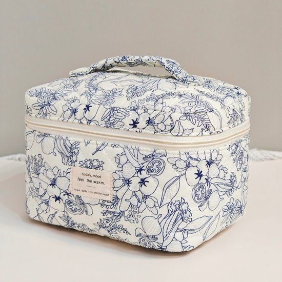 Skycases Travel Essentials - 3-teiliges Make-up-Taschenset - umweltfreundliche Baumwolle - gesteppte florale Organizer - geräumig, strapazierfähig und ideal für Reisen