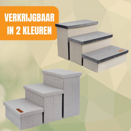 By Cee Cee Hundetreppe - Solid Model - Mit Lagerung - Für Sofa oder Bett - Bis zu 60 kg - Universal - Hellgrau