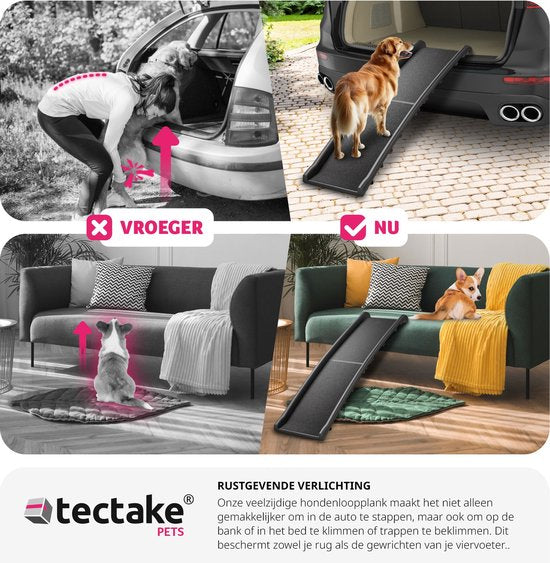 tectake - Hundetreppe Paw Step - Hundetreppe Walkway - Treppe Hund - zusammenklappbar und rutschfest, bis zu 90kg