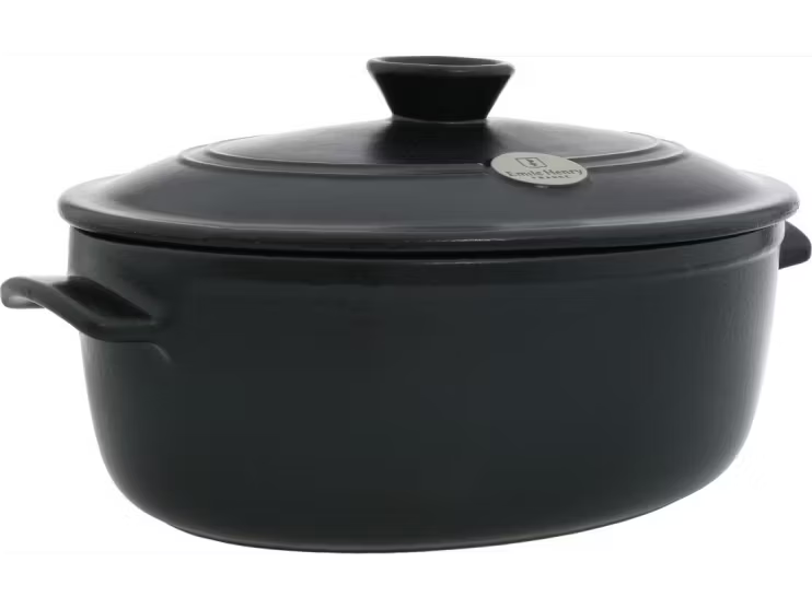 Emile Henry Flame Kochtopf - Oval - 33,5 x 26,5 cm - Schwarz