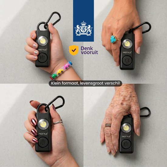 Persönlicher Alarm – Selbstverteidigungs-Schlüsselanhänger – 130 dB Taschenalarm mit Taschenlampe – Pfefferspray – Wiederaufladbar