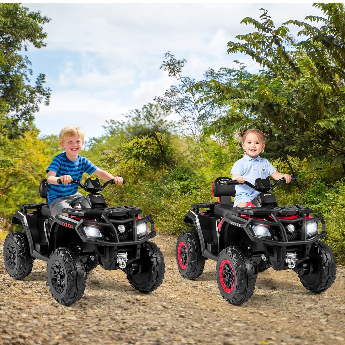 Coast Elektro-Kinderquad – 2 Sitze – 4 Motoren – schwarz