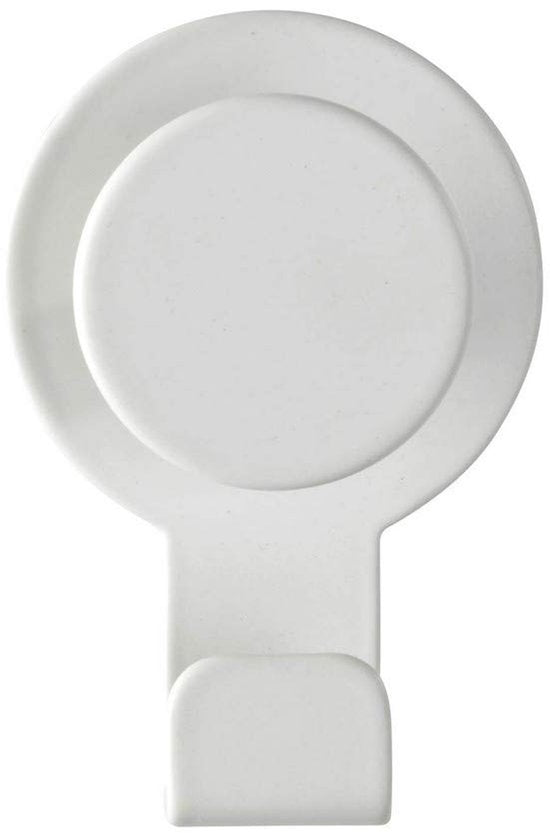WENKO Wandhaken Blandas mattweiß – Klebehaken ohne Bohren, Handtuchhalter, Edelstahl, 5 x 7,5 x 2,5 cm, weiß