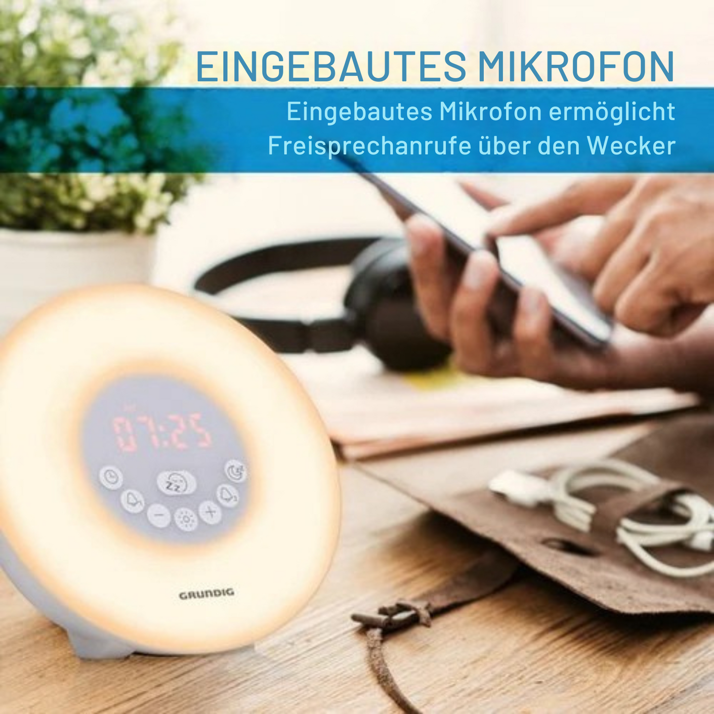 Grundig - Wake-Up Light - mit UKW-Radio - Lichtwecker mit Sonnenaufgangssimulation - 10 Naturtöne und Farblichter - Weiß
