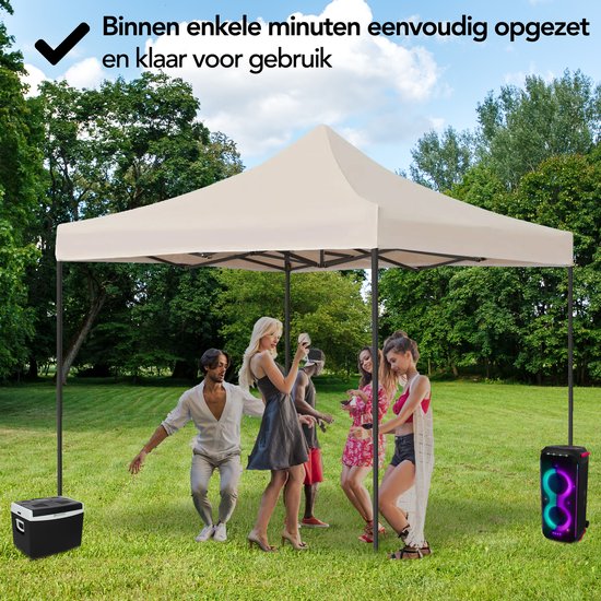 Brixy Partyzelt - faltbar - leicht aufbaubar - 3x3m - wasserdicht - Pavillon - inkl. Tragetasche - Creme