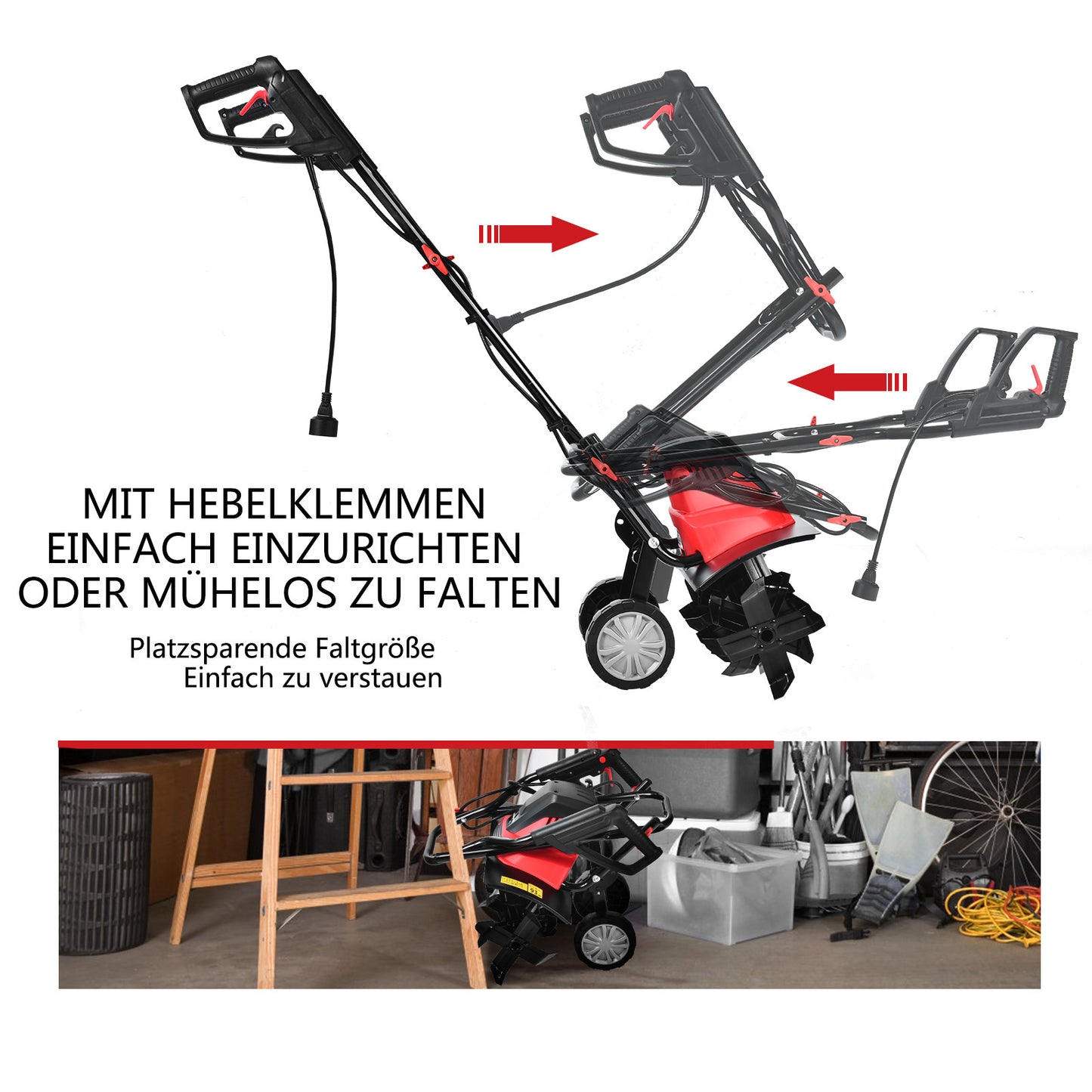Coast Elektrische Bodenfräse und Grubber Mini-Grubber Elektrische Hohlboden Markierungsmaschine Garten Frees Maschine Rot und Schwarz