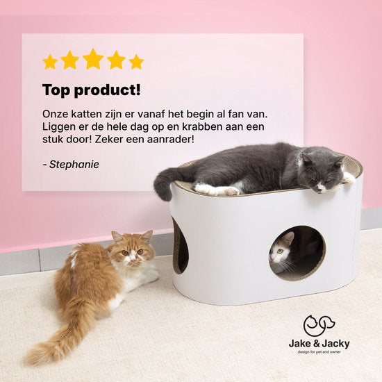 Jake und Jacky Kratzpappe für Katzen - Katzenhaus Pappe - Kratzbaum Pappe - Kratzkorb - Kratzbrett - Kratzmöbel - Kratzmatte Pappe - Katzenkorb - Katzenbett - 60x34x34cm