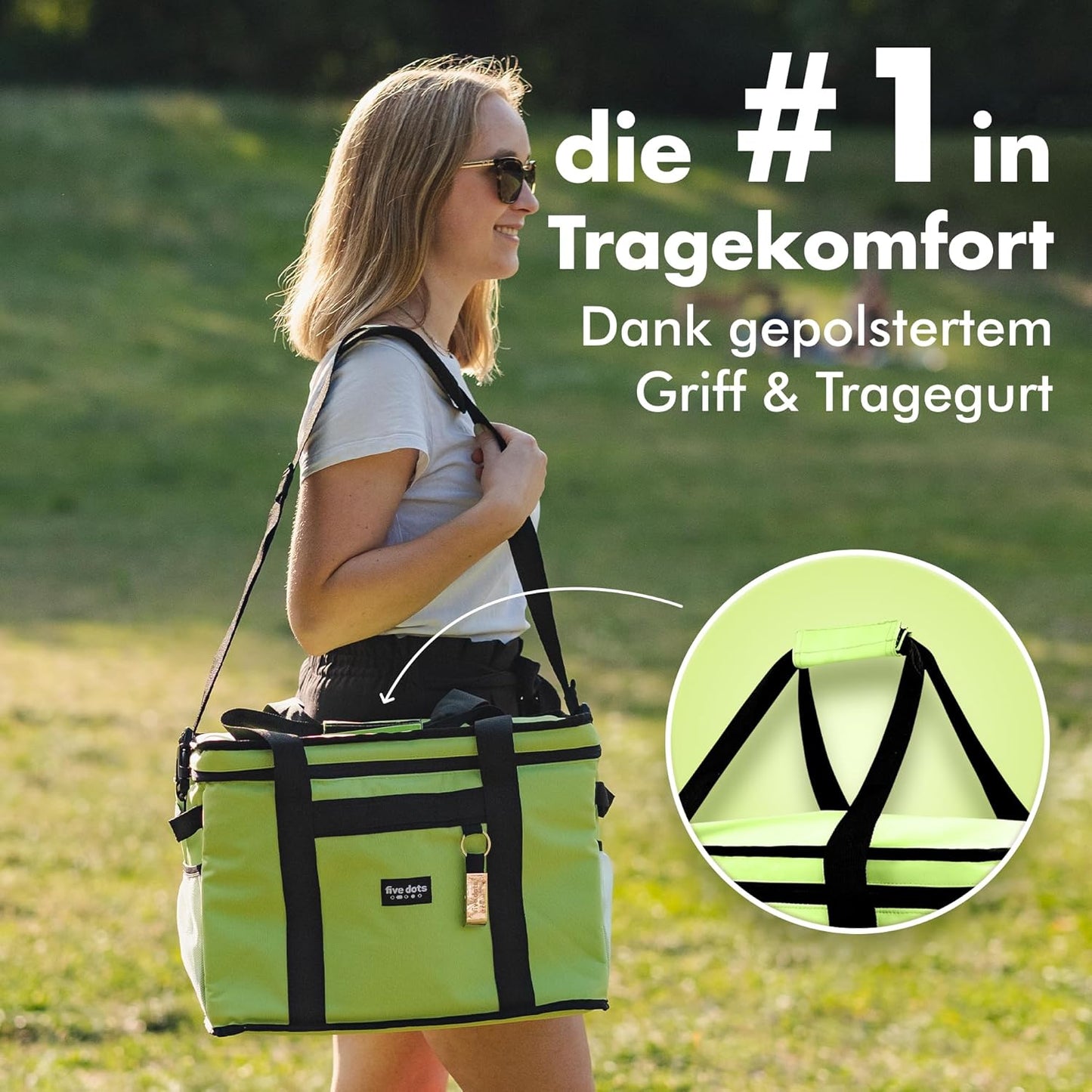 five Dots Kühltasche - 30L Kapazität - Wasserdicht - 26 x 41 x 31 cm - Grün