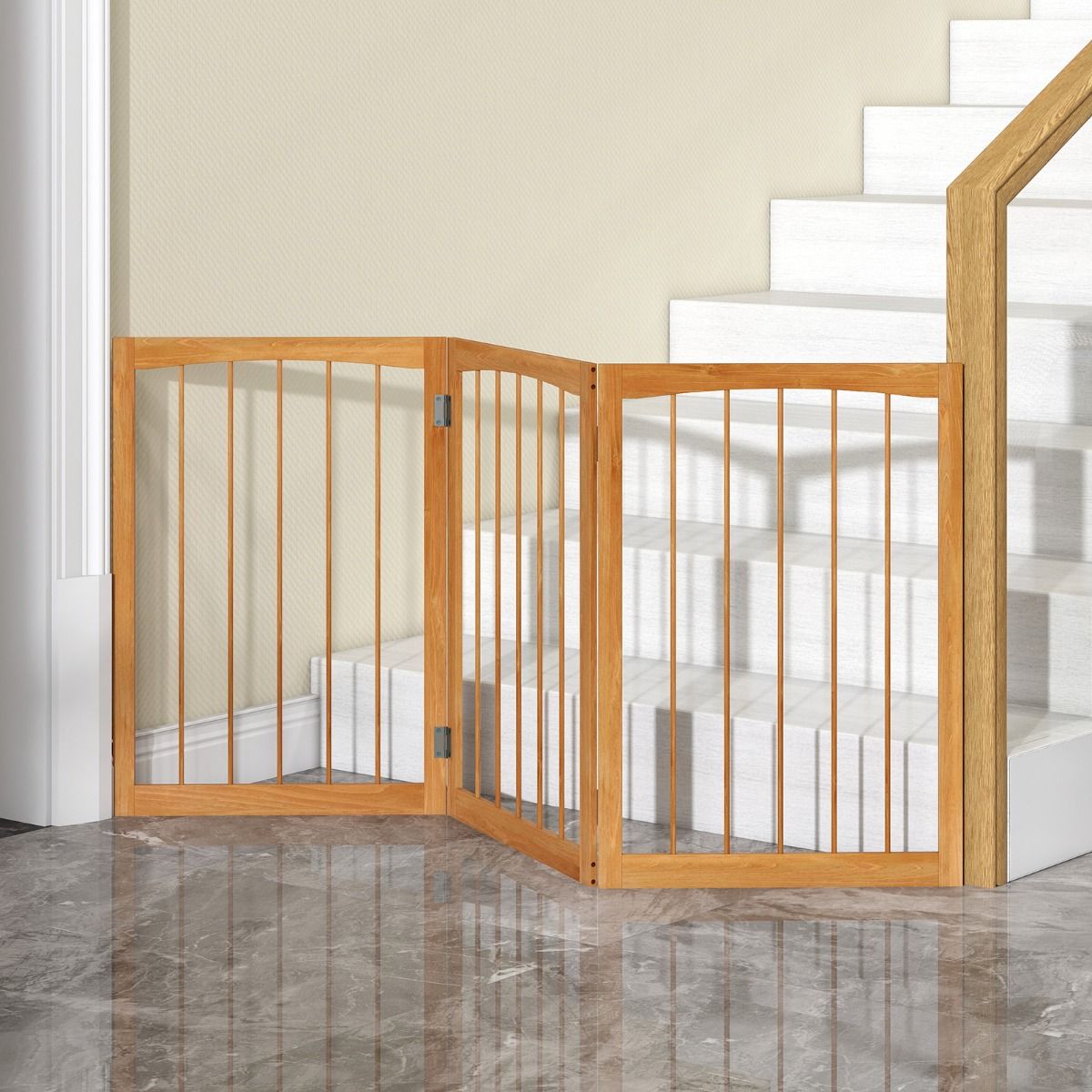 Coast Hundeschutzgitter – 3-teiliges, zusammenklappbares Schutzgitter – Naturholz – 76 cm hoch
