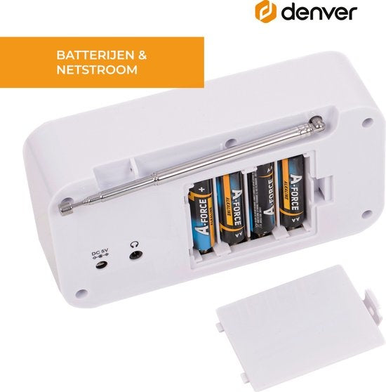Denver DAB-Radio - Küchenradio - FM-Radio - Tragbares Radio - Batterien & Netzanschluss - DAB42 - Weiß
