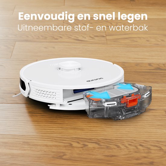 Auronic Staubsaugerroboter - mit Wischfunktion - WiFi und App - Ladestation - Haustiere - Wischroboter - Lasernavigation - Weiß