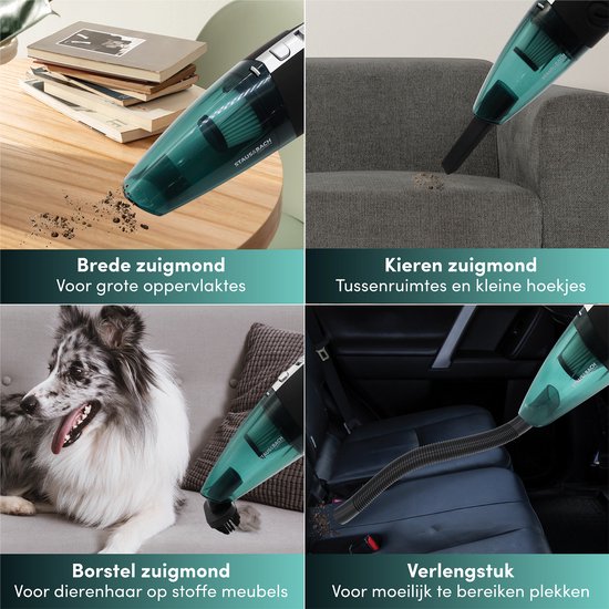 STAUS&BACH Supernova - Handstaubsauger für Tierhaare und Flüssigkeiten - Leichter Handstaubsauger fürs Auto - Schwarz