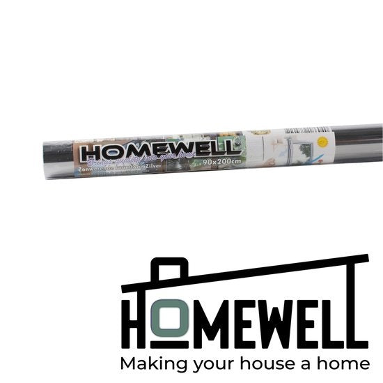 Homewell Sunproof HR Fensterfolie - 120x300cm - Statisch isolierende Folie mit Spiegeleffekt - Silber (inkl. Rakel)