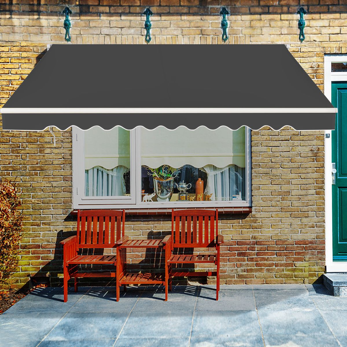 Coast ausziehbare Terrassenmarkise - 4 x 2,5 m - Mit Kurbel und Aluminiumgestell - Grau