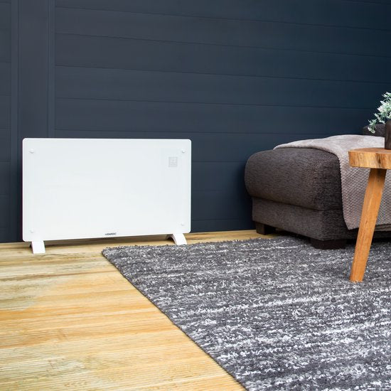 VONROC Luxury electric heater - Konvektorheizung mit Glasscheibe - 1000W/2000W - Beheizt Räume bis zu 24m2 - Gesteuert sowohl mit App (über Wifi) als auch manuell - Einstellbarer Thermostat und Timer - Weiß