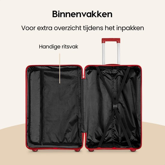 SKYCASES Urban Adventurer - Großer Reisekoffer - Zahlenschloss - 49x30x75cm - 110L - Reisekoffer mit Kofferschloss - Spinner-Räder - Rot V2