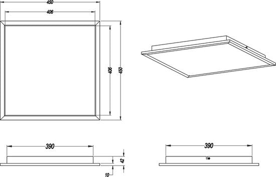 Trio leuchten - LED-Deckenleuchte - Deckenleuchte - 26W - Warmweiß 3000K - Dimmbar - Quadratisch - Schwarz - Aluminium